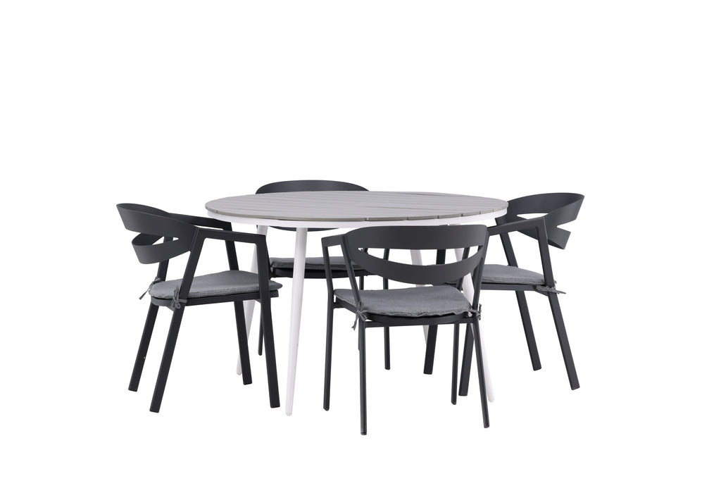 Break/Slit matgrupp Ø120 cm vit/grå/svart