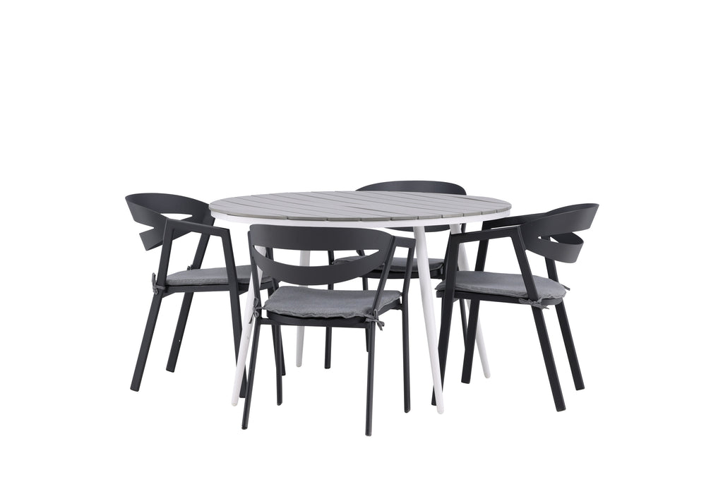 Break/Slit matgrupp Ø120 cm vit/grå/svart