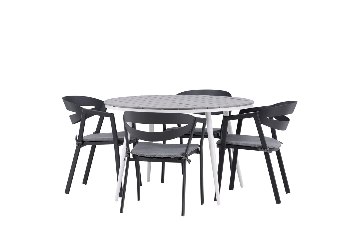 Break/Slit matgrupp Ø120 cm vit/grå/svart