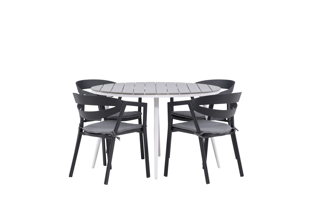 Break/Slit matgrupp Ø120 cm vit/grå/svart