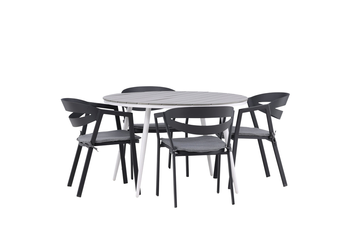 Break/Slit matgrupp Ø120 cm vit/grå/svart