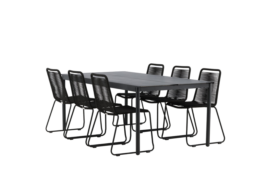 Modena/Lindos matgrupp 200x100 cm svart