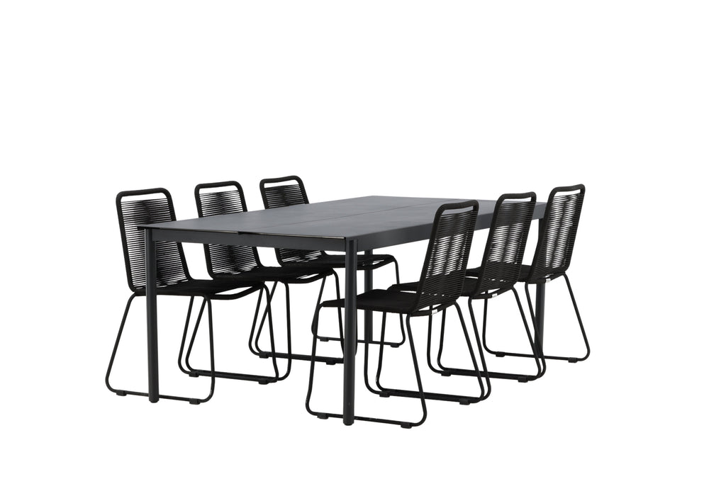 Modena/Lindos matgrupp 200x100 cm svart