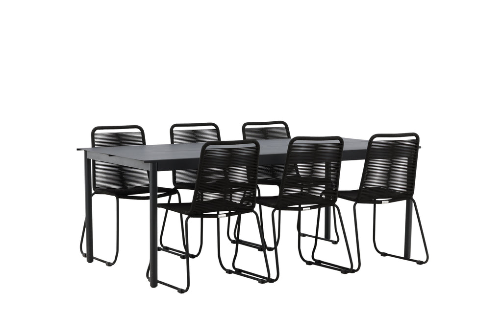 Modena/Lindos matgrupp 200x100 cm svart
