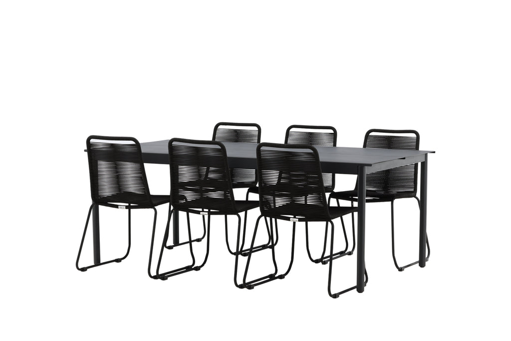 Modena/Lindos matgrupp 200x100 cm svart