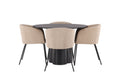 Olivia rund matgrupp med 4 Berit-stolar svart faner/beige tyg