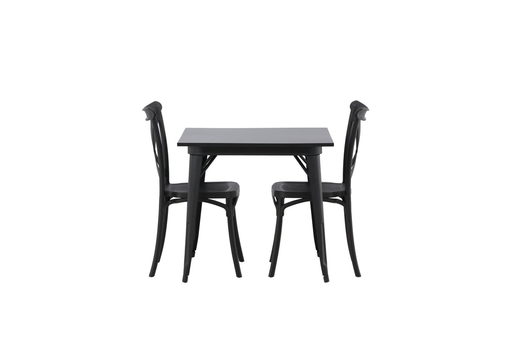 Tempe/Crosett rektangulär matgrupp svart MDF och mattsvart plast