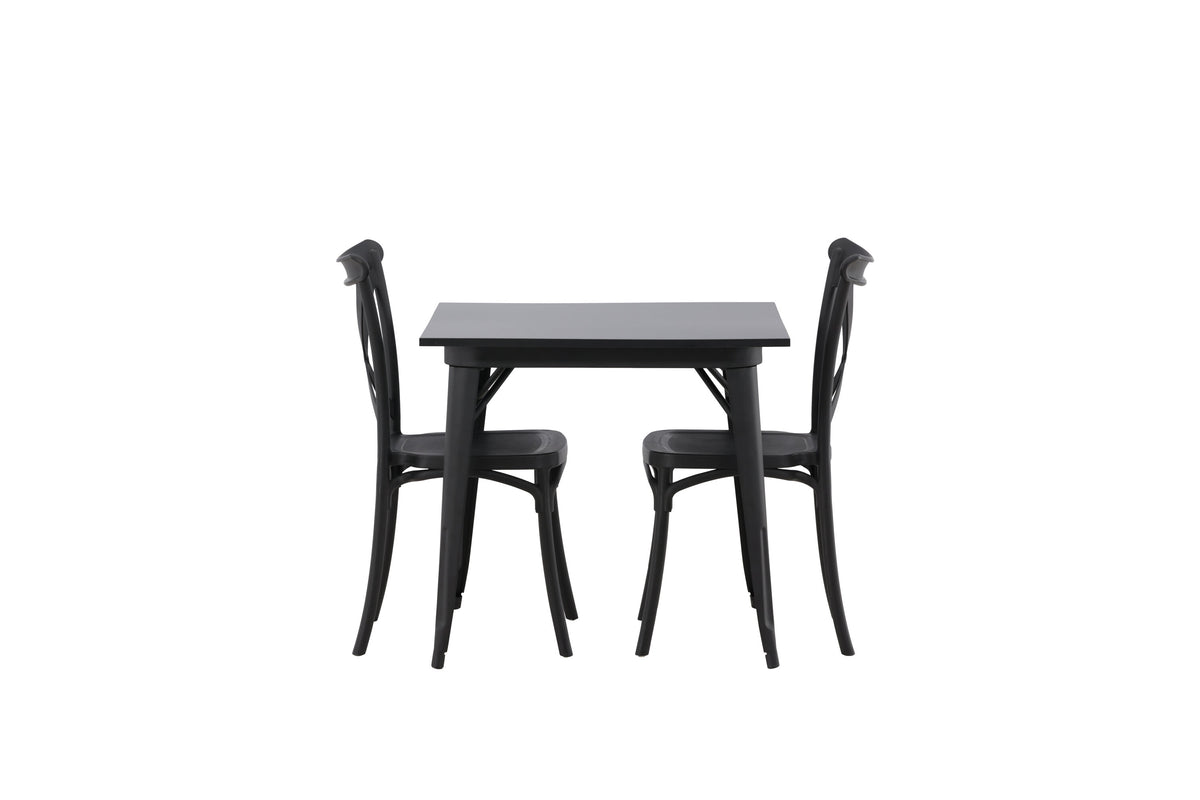 Tempe/Crosett rektangulär matgrupp svart MDF och mattsvart plast
