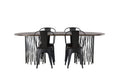 Stone/Tempe oval matgrupp med 4 stolar svart/mockabrun faner och mattsvart metall