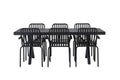 Garcia matgrupp med 6 Peking-stolar 100x200 cm svart aluminium