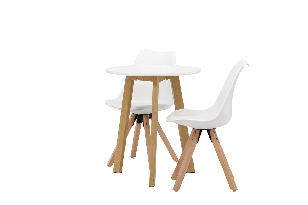 Leonora och Zeno rund matgrupp Ø65 cm ekimitation, natur och vit