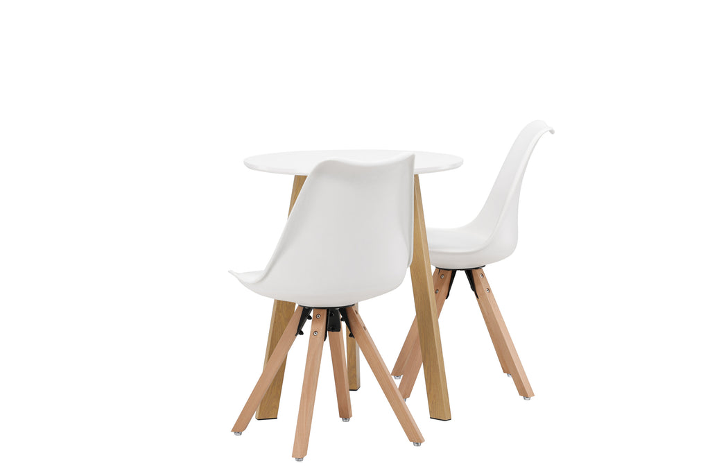 Leonora och Zeno rund matgrupp Ø65 cm ekimitation, natur och vit