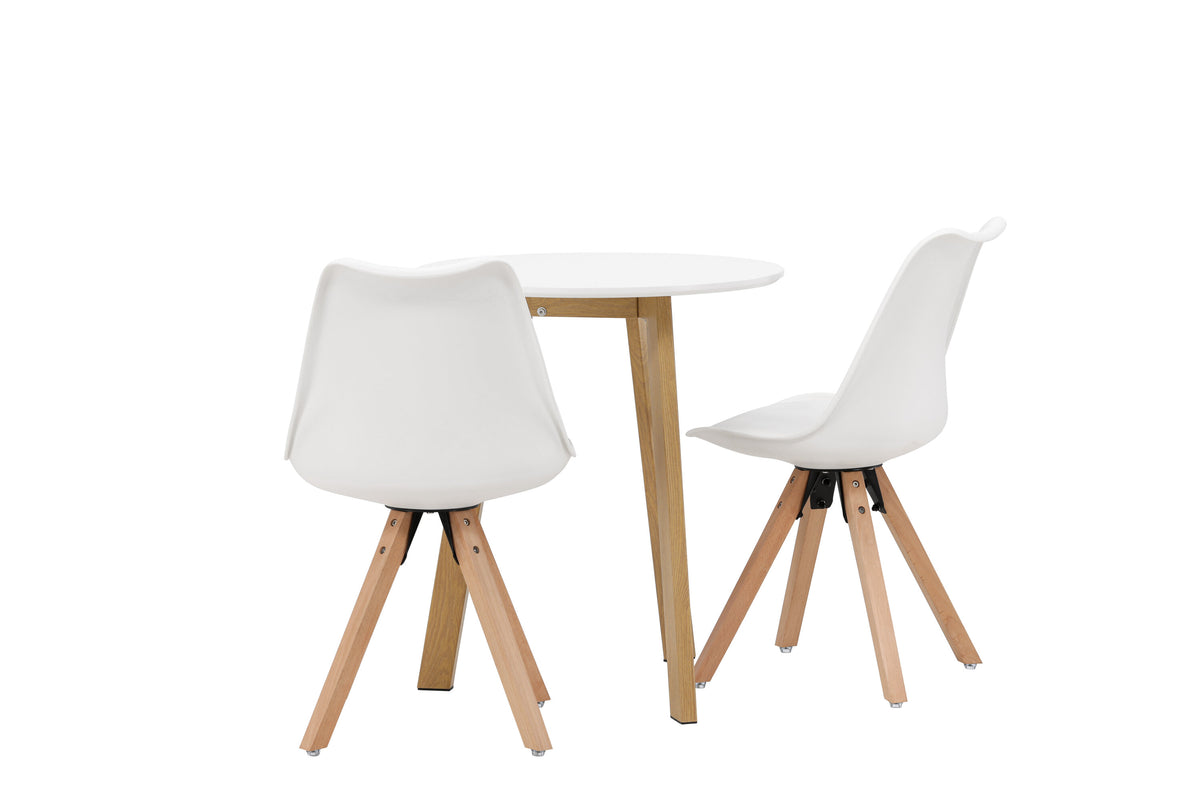 Leonora och Zeno rund matgrupp Ø65 cm ekimitation, natur och vit