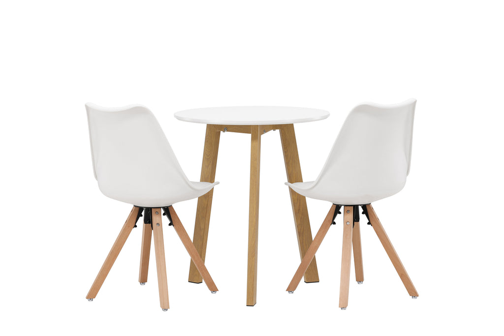 Leonora och Zeno rund matgrupp Ø65 cm ekimitation, natur och vit