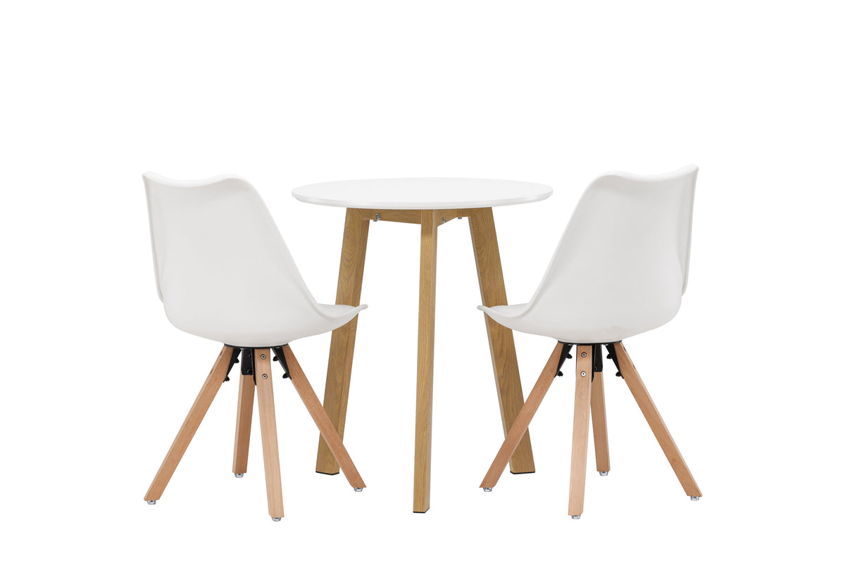 Leonora och Zeno rund matgrupp Ø65 cm ekimitation, natur och vit