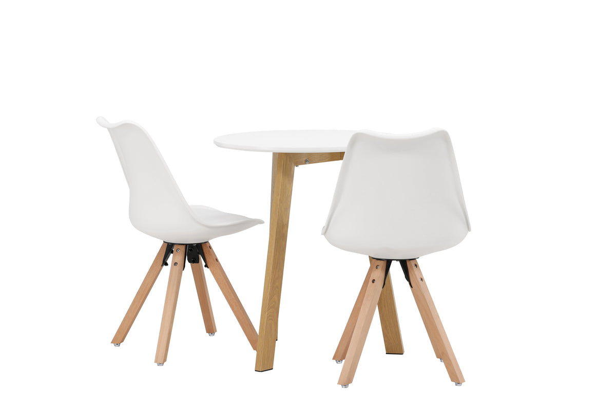 Leonora och Zeno rund matgrupp Ø65 cm ekimitation, natur och vit