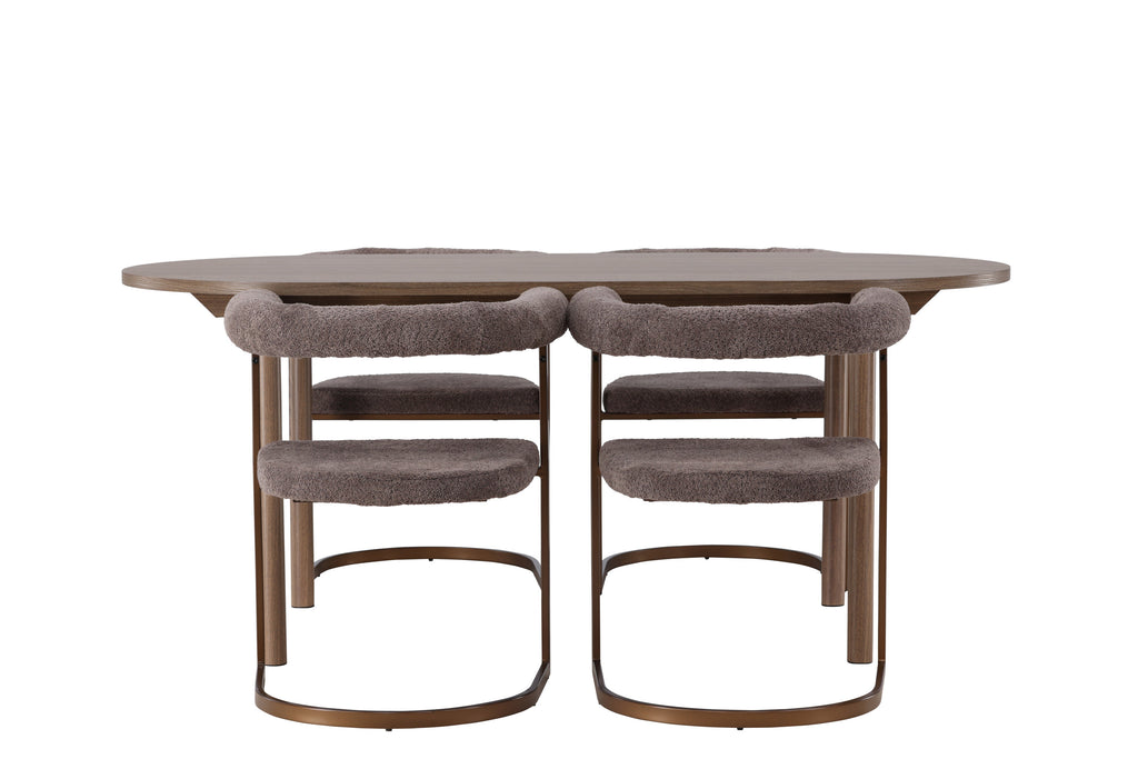 Andy matgrupp med 4 Morning-stolar 180x75 cm natur/svart bouclé