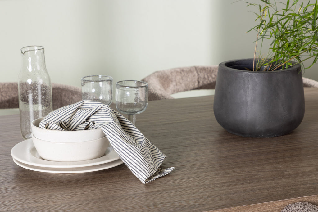 Andy matgrupp med 4 Morning-stolar 180x75 cm natur/svart bouclé