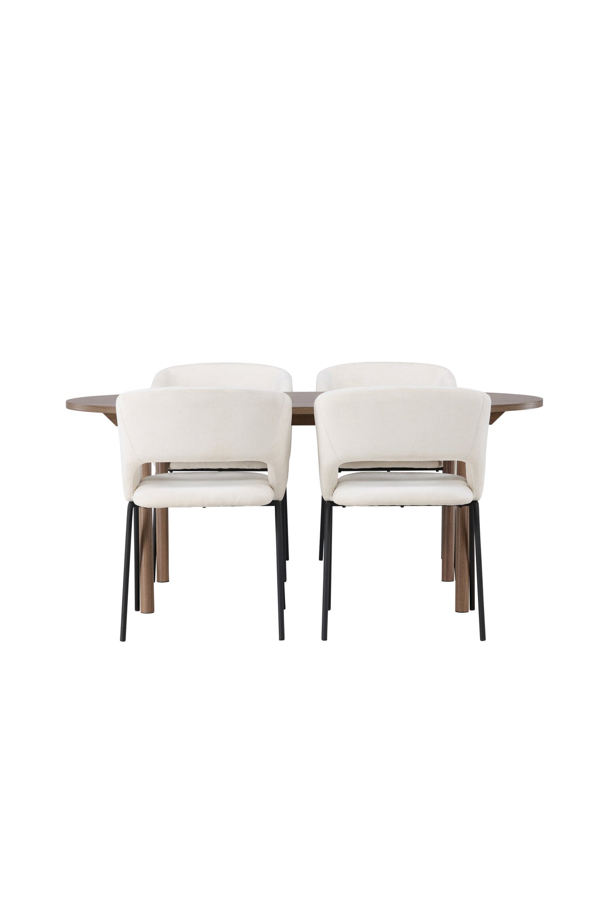 Andy matgrupp med 4 Day-stolar 180x75 cm natur/mattsvart/vit
