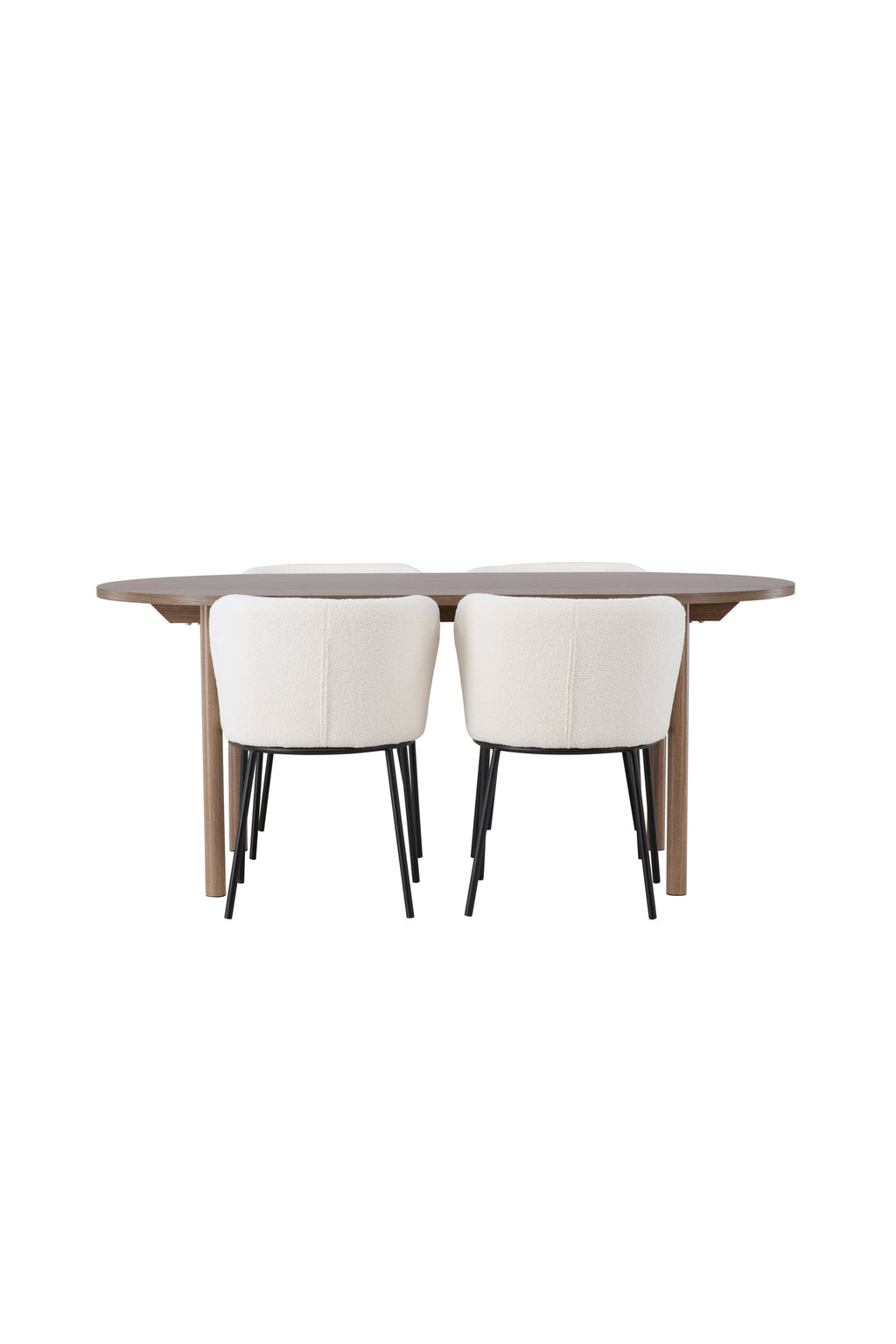 Andy matgrupp med 4 Edina-stolar 180x75 cm natur/svart/vit bouclé