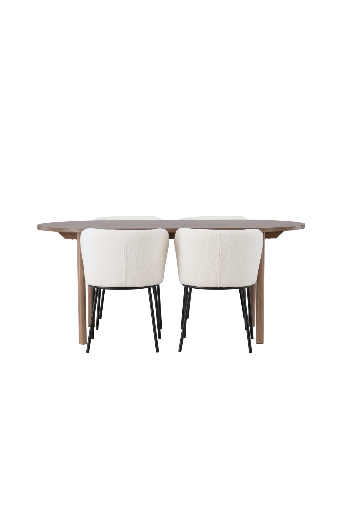 Andy matgrupp med 4 Edina-stolar 180x75 cm natur/svart/vit bouclé