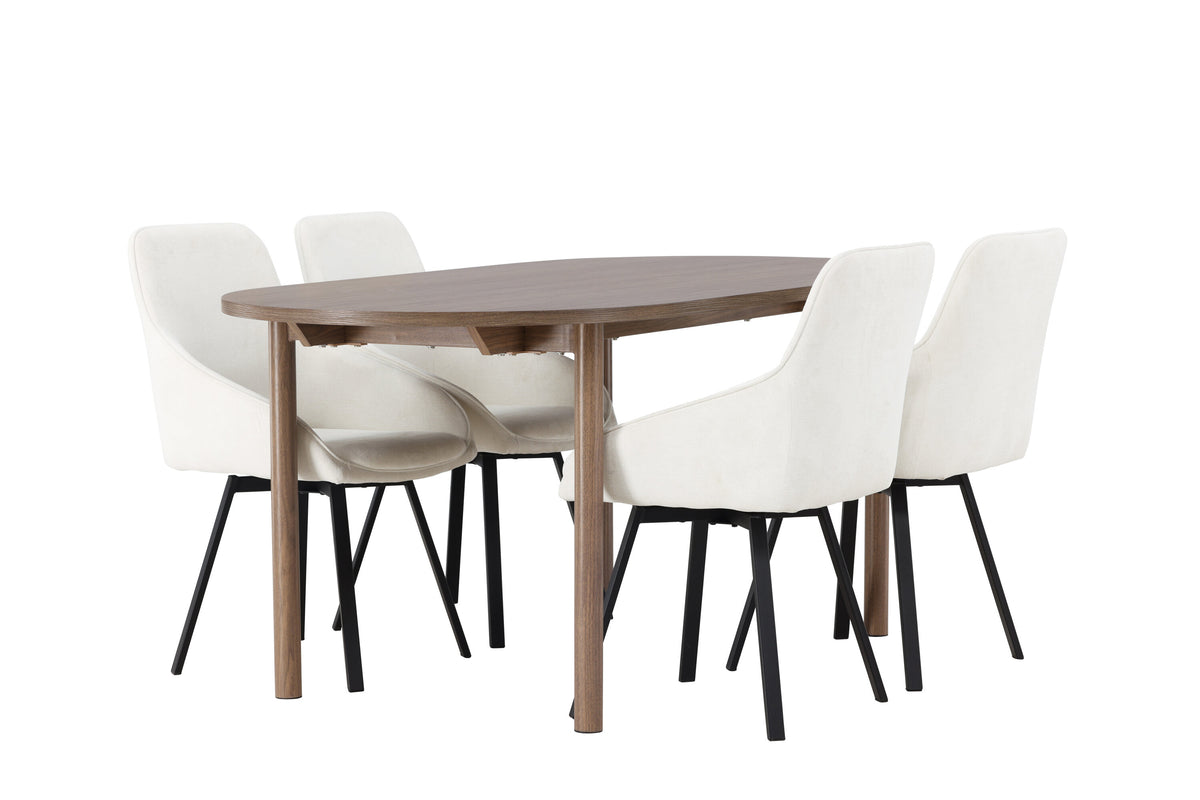 Andy och Rosie oval matgrupp 180x75 cm naturfärgad, svart och beige