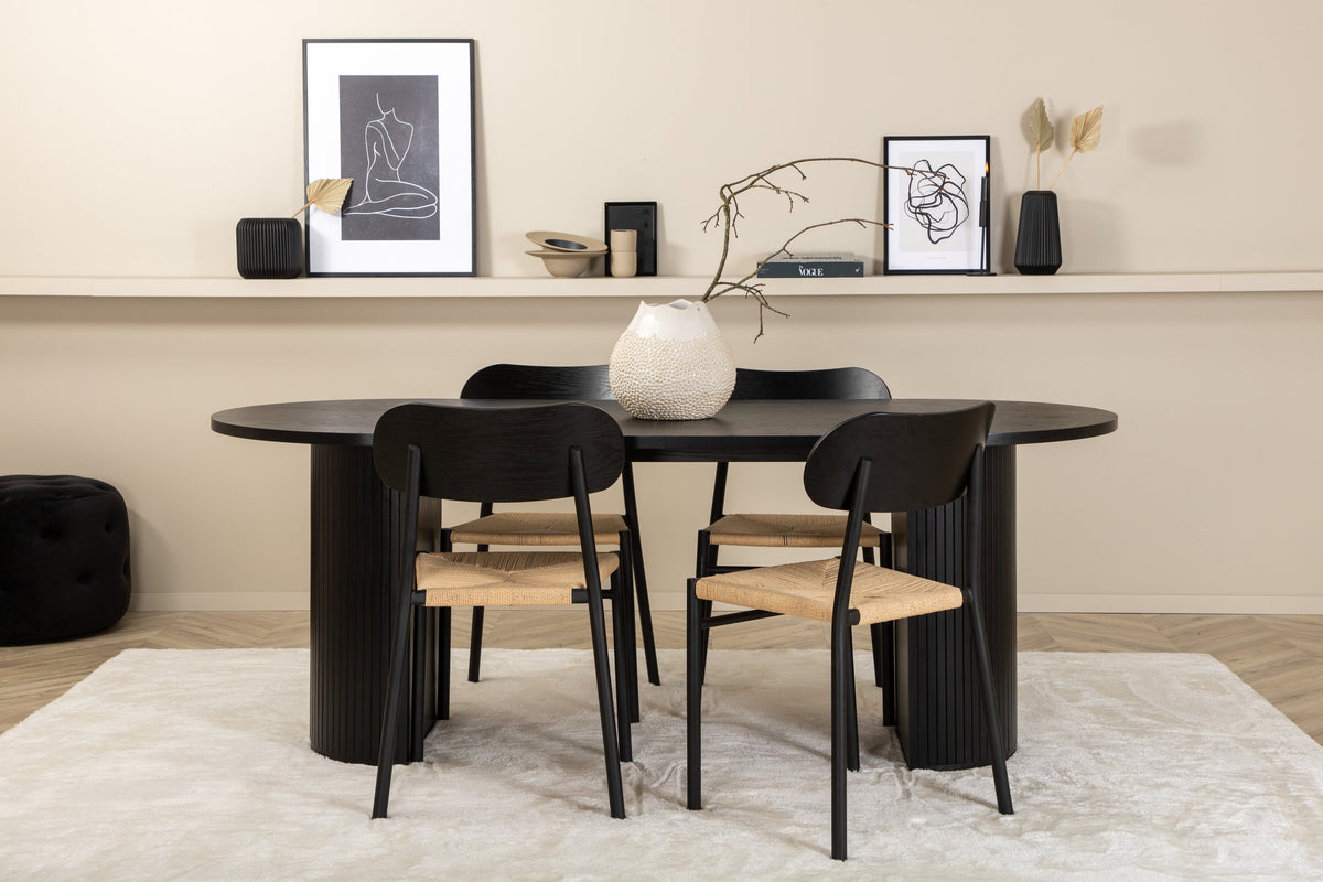 Bianca oval matgrupp med Polly-stolar svart faner/ljus sits
