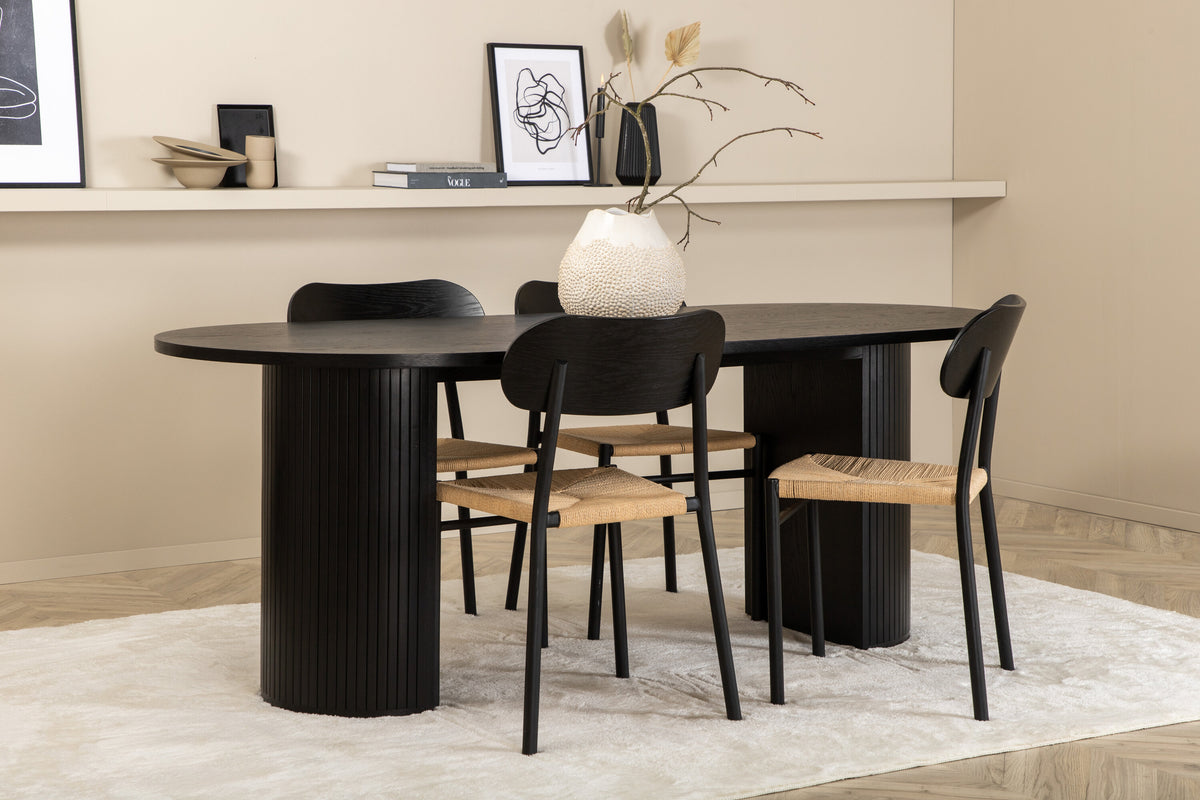 Bianca oval matgrupp med Polly-stolar svart faner/ljus sits