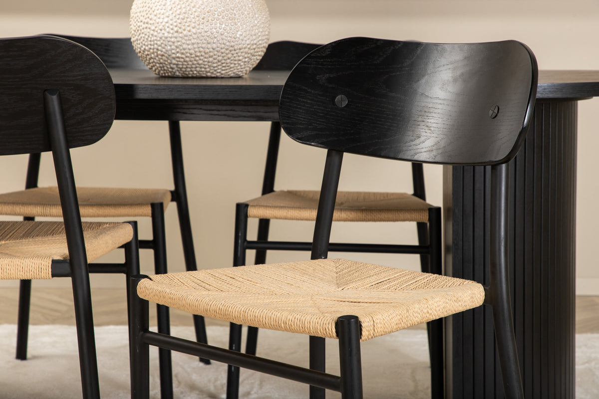 Bianca oval matgrupp med Polly-stolar svart faner/ljus sits