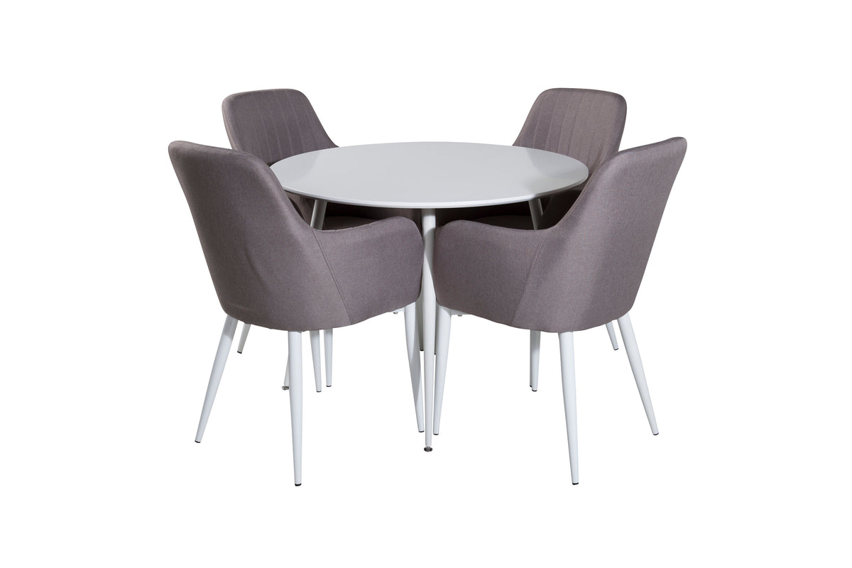 Plaza/Comfort rund matgrupp Ø100 cm vit och polargrå