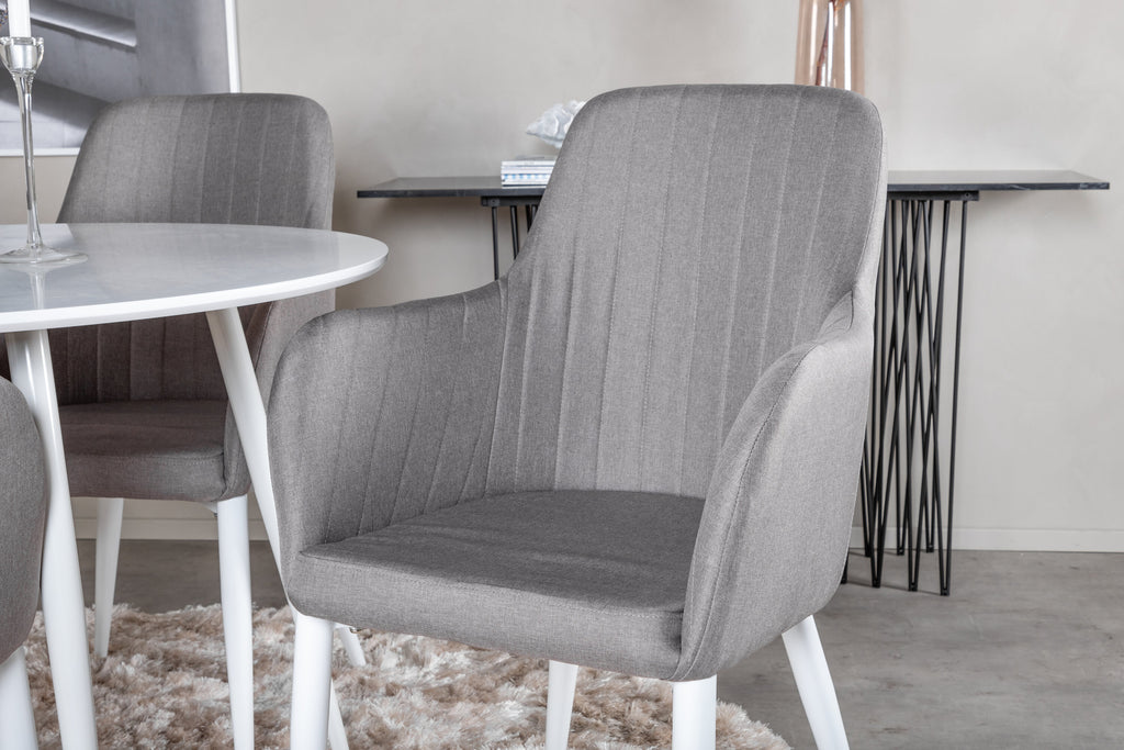 Plaza/Comfort rund matgrupp Ø100 cm vit och polargrå