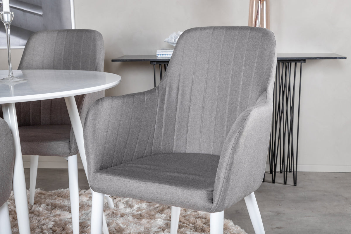 Plaza/Comfort rund matgrupp Ø100 cm vit och polargrå
