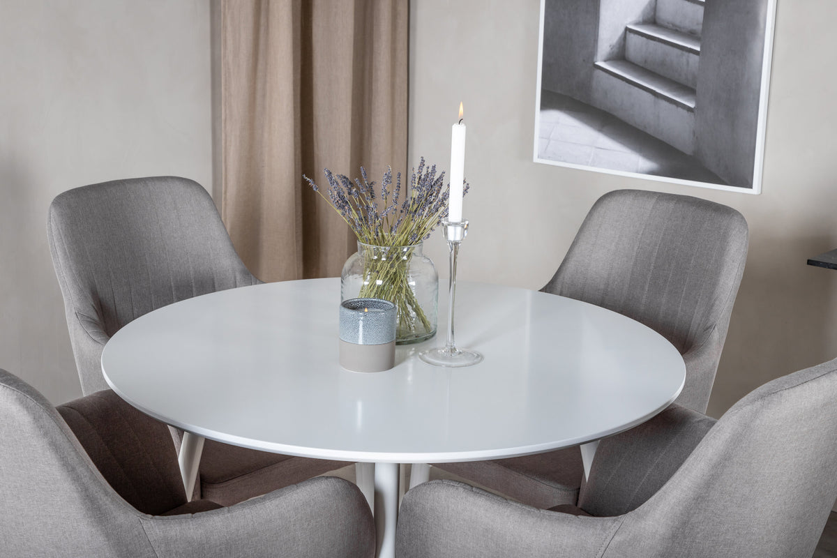 Plaza/Comfort rund matgrupp Ø100 cm vit och polargrå