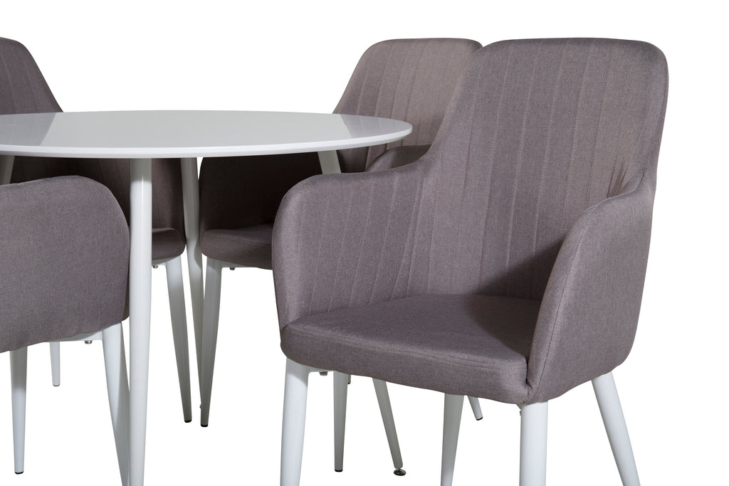 Plaza/Comfort rund matgrupp Ø100 cm vit och polargrå