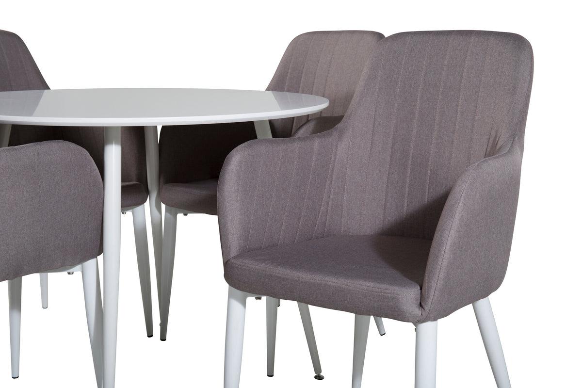Plaza/Comfort rund matgrupp Ø100 cm vit och polargrå