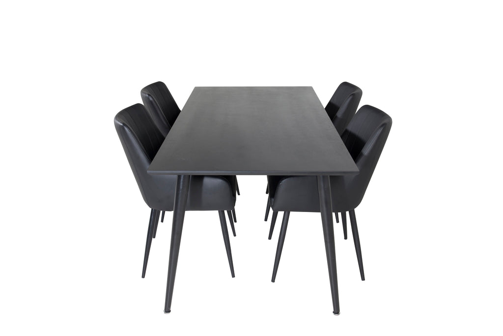 Dipp matgrupp med Comfort stolar 180x90 cm svart faner/konstläder