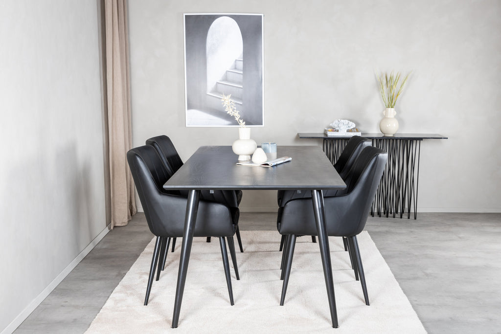 Dipp matgrupp med Comfort stolar 180x90 cm svart faner/konstläder