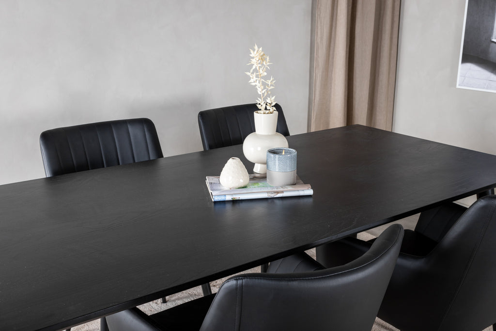 Dipp matgrupp med Comfort stolar 180x90 cm svart faner/konstläder