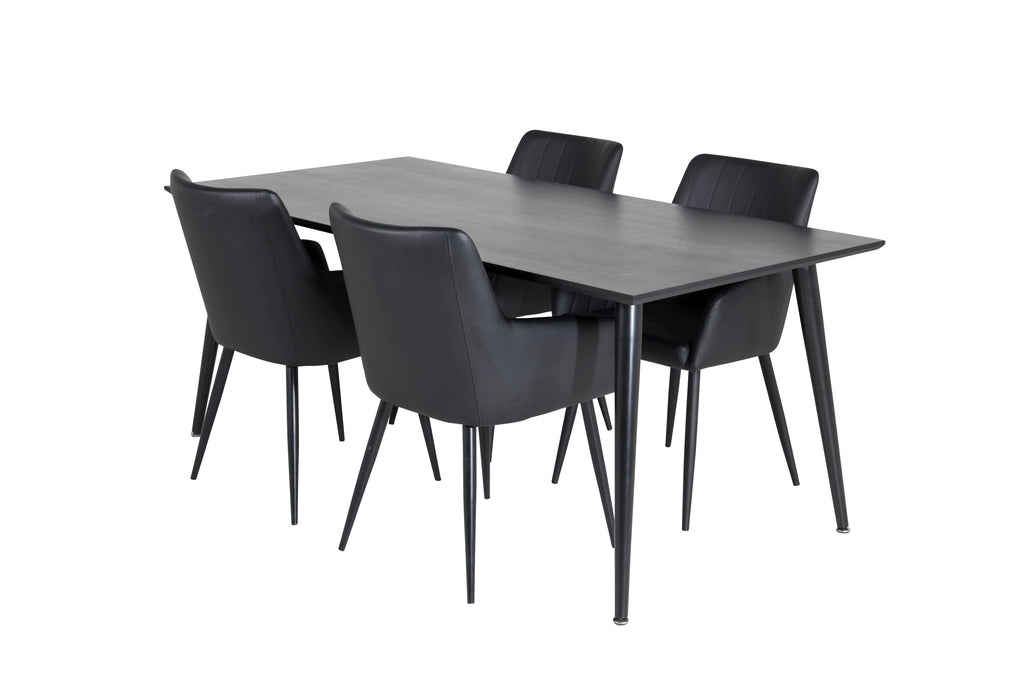 Dipp matgrupp med Comfort stolar 180x90 cm svart faner/konstläder