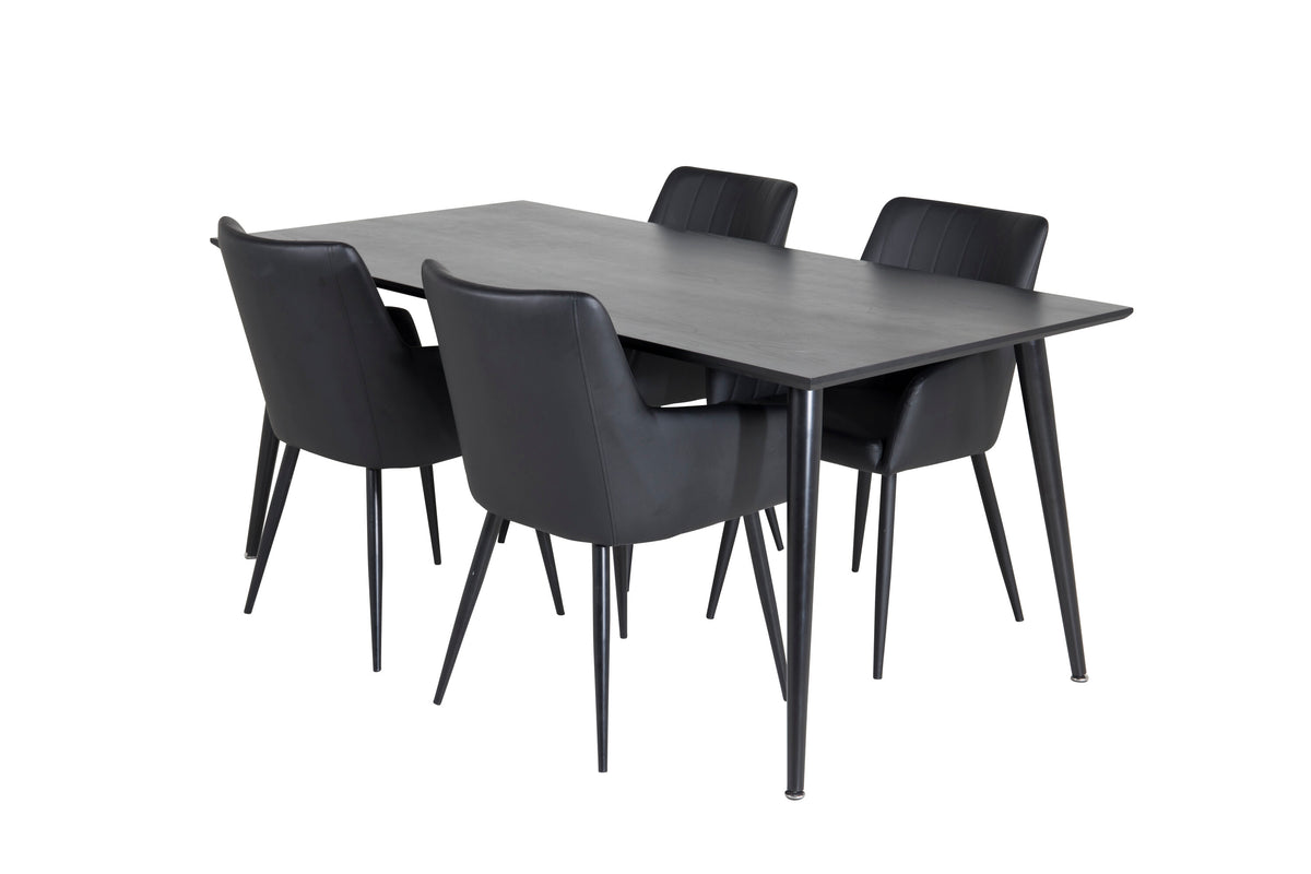 Dipp matgrupp med Comfort stolar 180x90 cm svart faner/konstläder