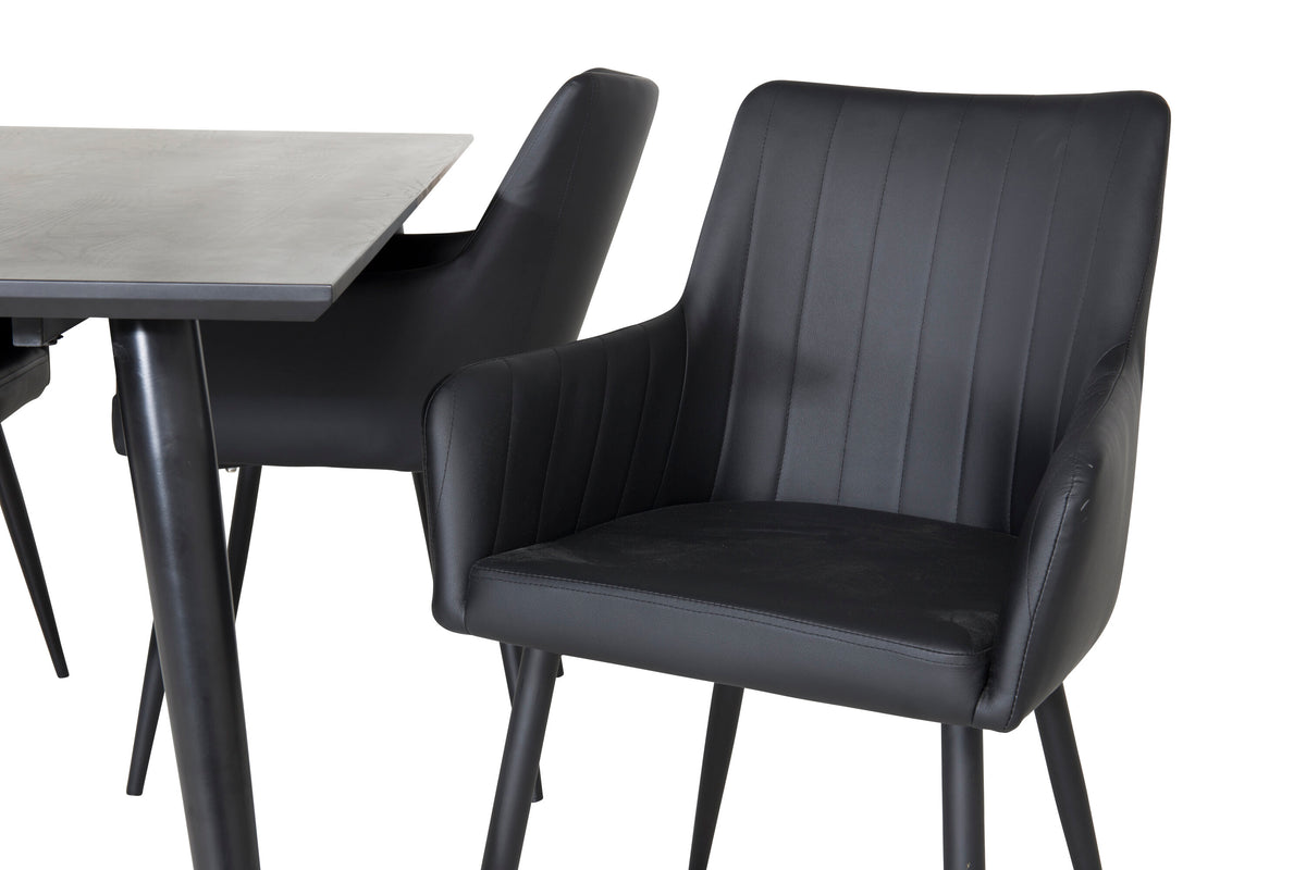 Dipp matgrupp med Comfort stolar 180x90 cm svart faner/konstläder