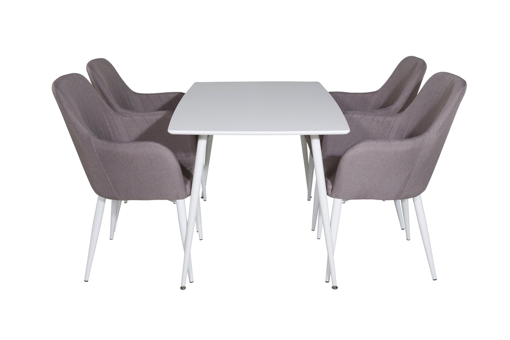 Polar matgrupp med Comfort-stolar 120 cm vit och grå