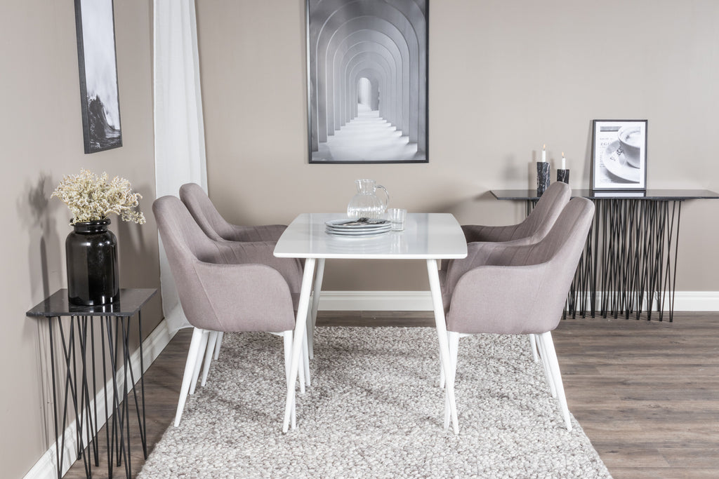 Polar matgrupp med Comfort-stolar 120 cm vit och grå
