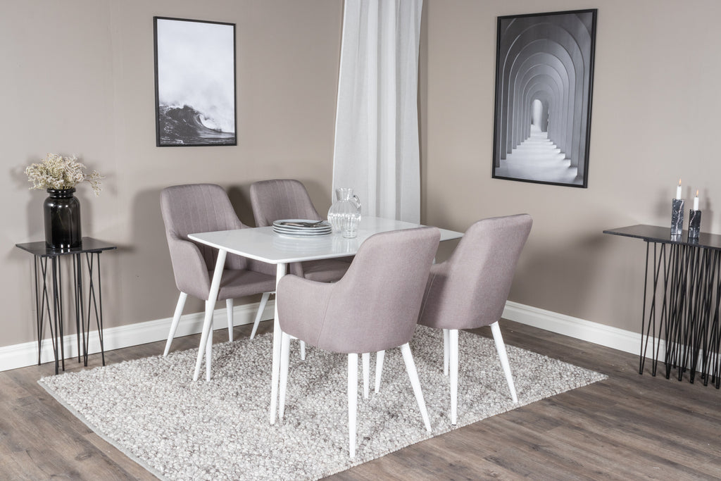 Polar matgrupp med Comfort-stolar 120 cm vit och grå