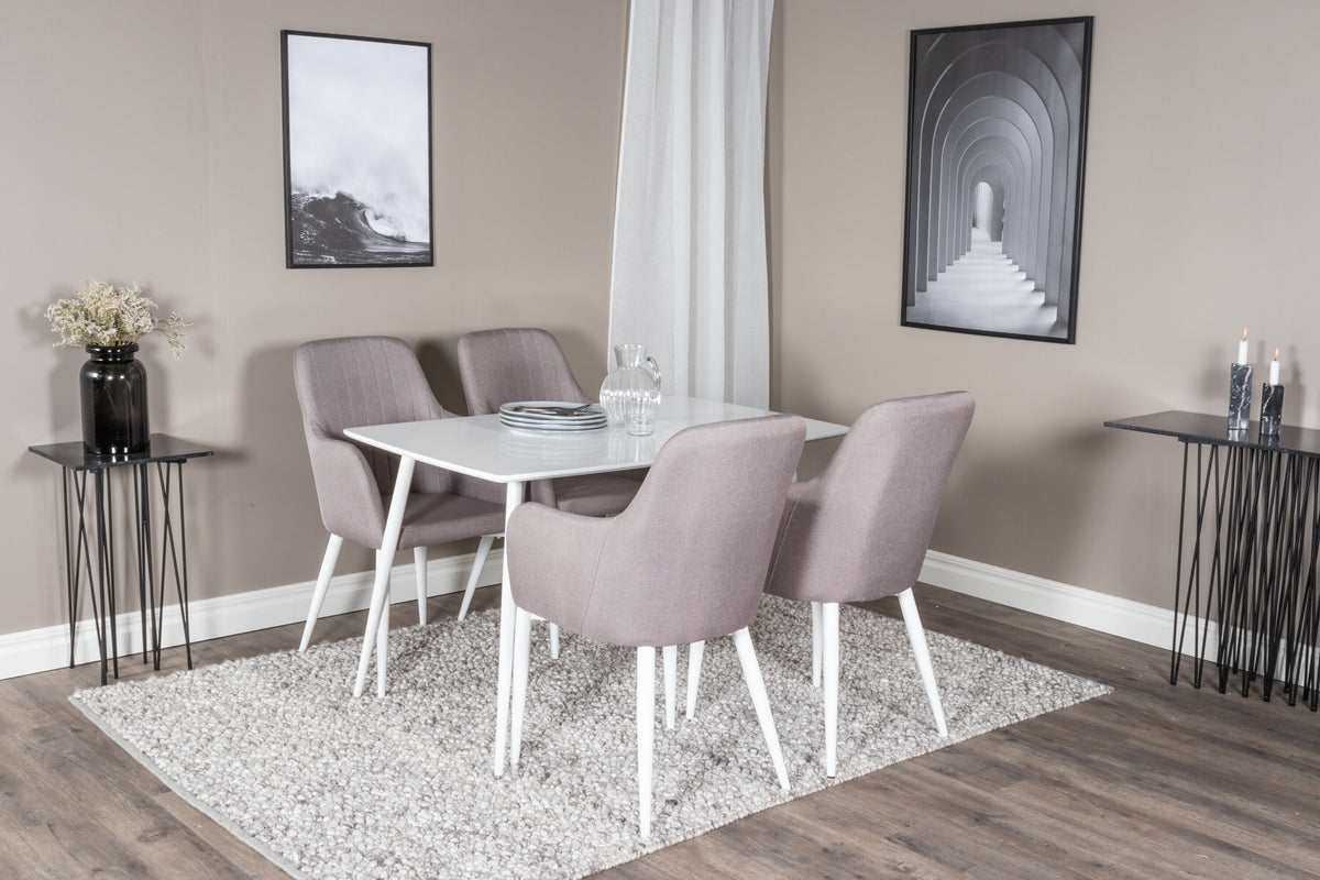 Polar matgrupp med Comfort-stolar 120 cm vit och grå