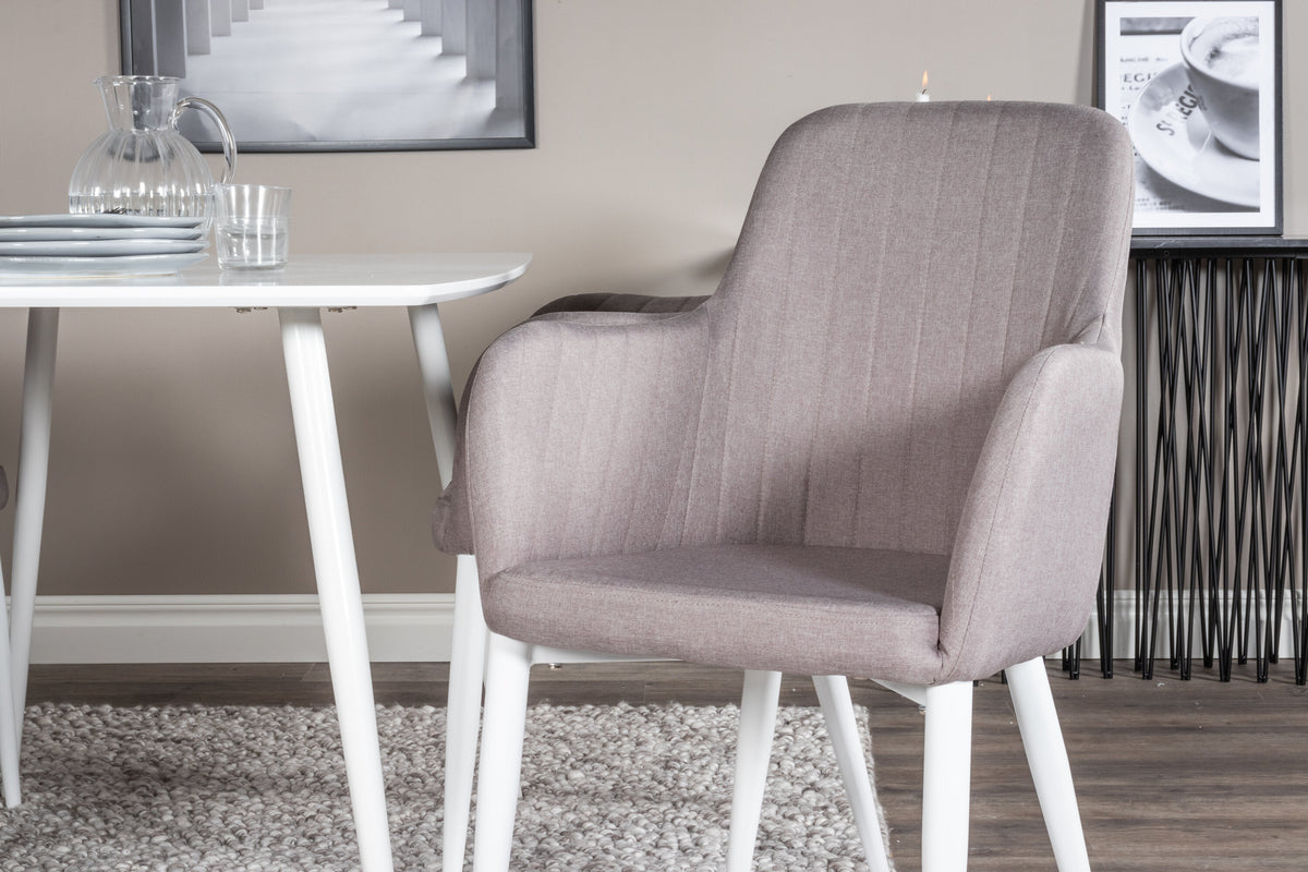 Polar matgrupp med Comfort-stolar 120 cm vit och grå