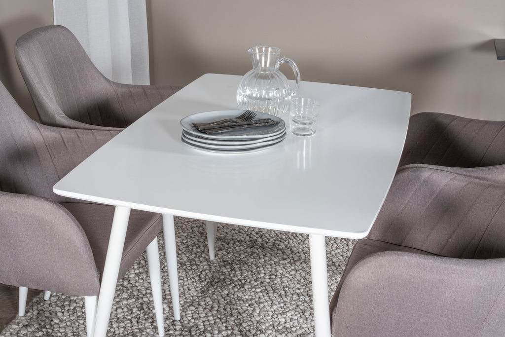 Polar matgrupp med Comfort-stolar 120 cm vit och grå
