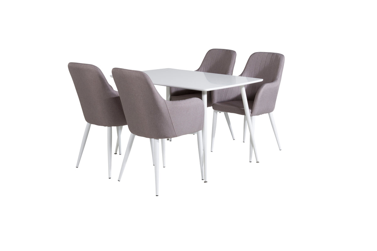 Polar matgrupp med Comfort-stolar 120 cm vit och grå