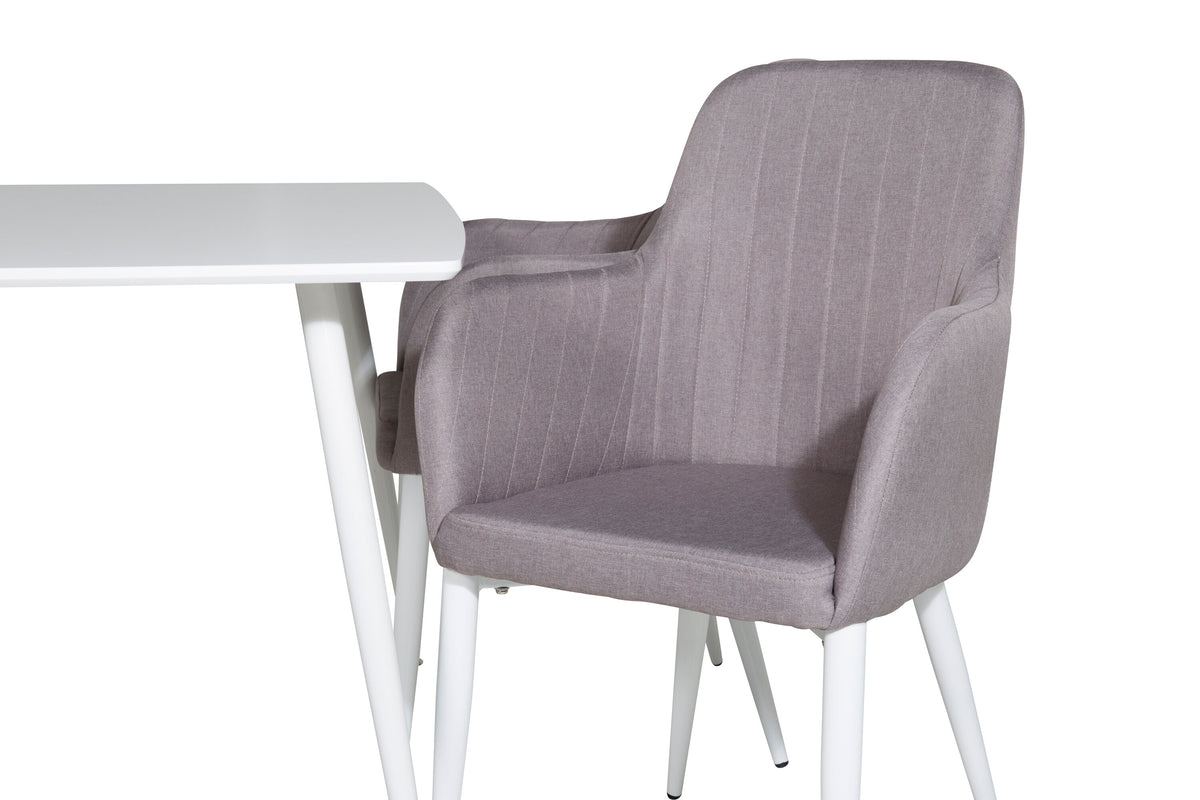 Polar matgrupp med Comfort-stolar 120 cm vit och grå