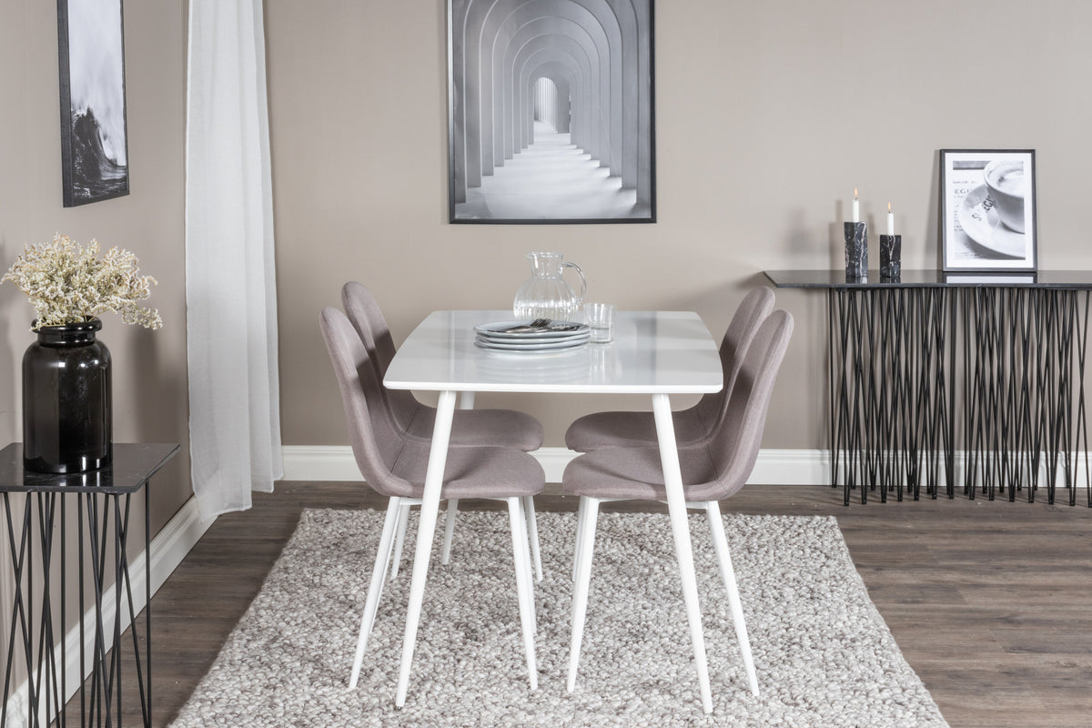 Polar matgrupp med Polar-stolar 120 cm vit och mellangrå